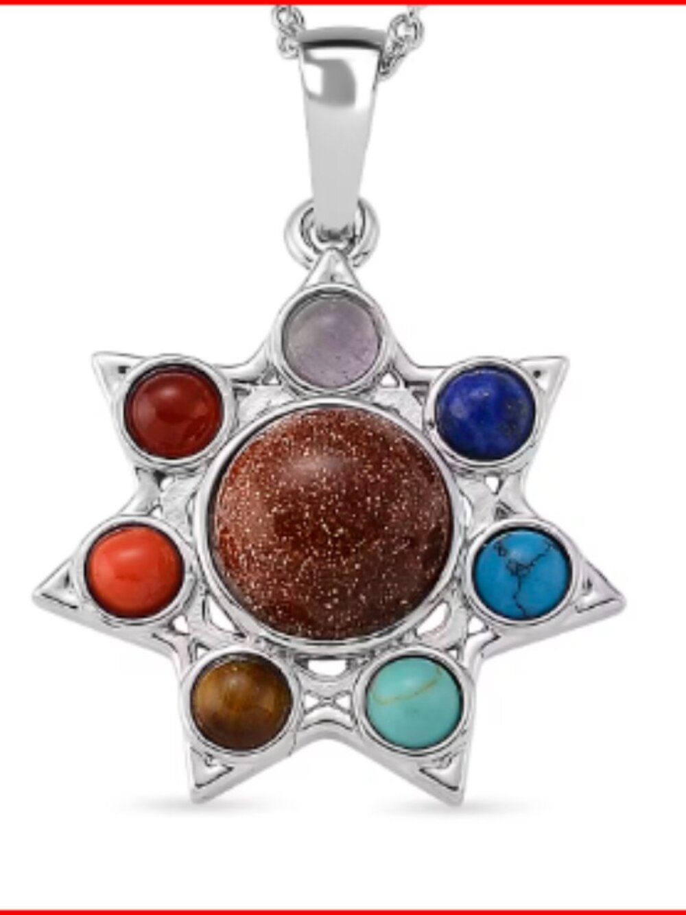 Gold Sandstone and Multi Gemstone Pendant